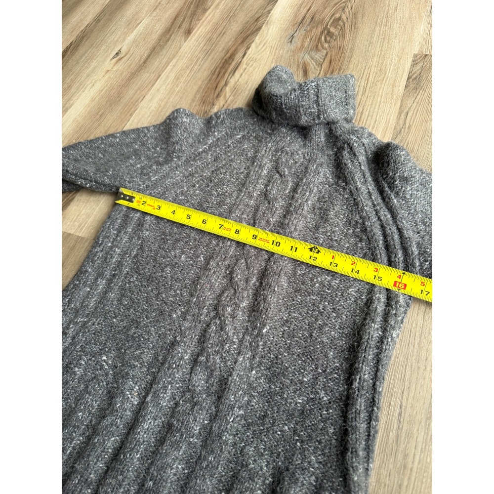 Lole Womens Gray Mohair Blend Cable Knit Turtleneck Sweater Wood Button Cuffs M - Picture 9 of 9